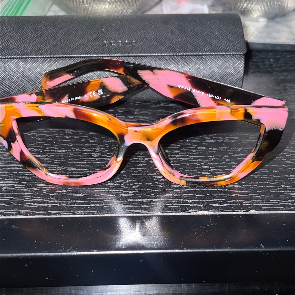 Prada Pink and Orange Tortoiseshell Glasses